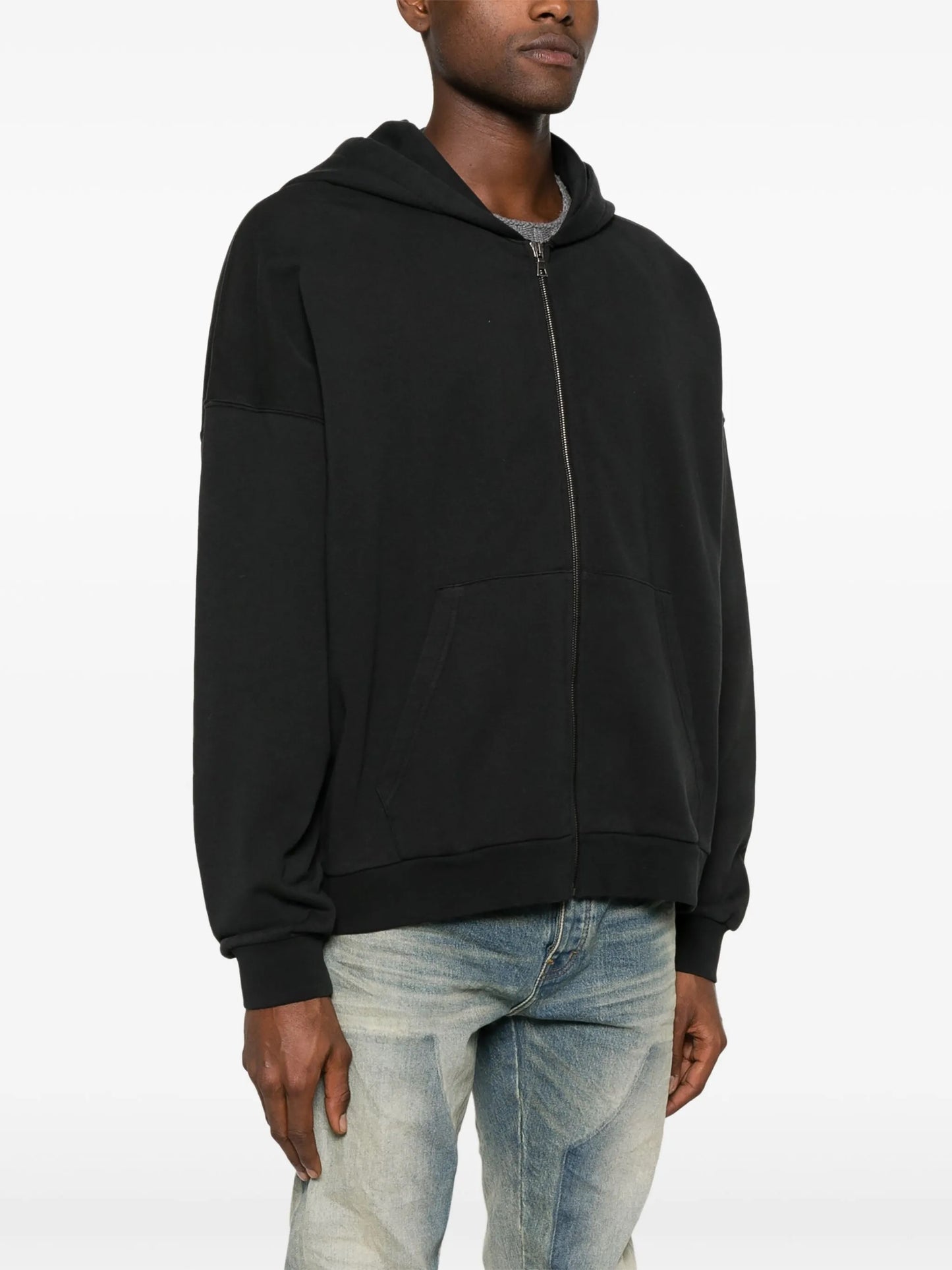 Palm Angels - Curved Logo Zipped Hoody - Nero