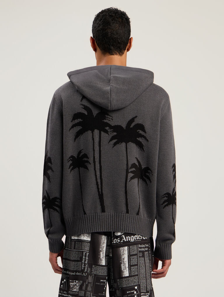 Palm Angels - Back Palms Knit Hoodie - Grigio