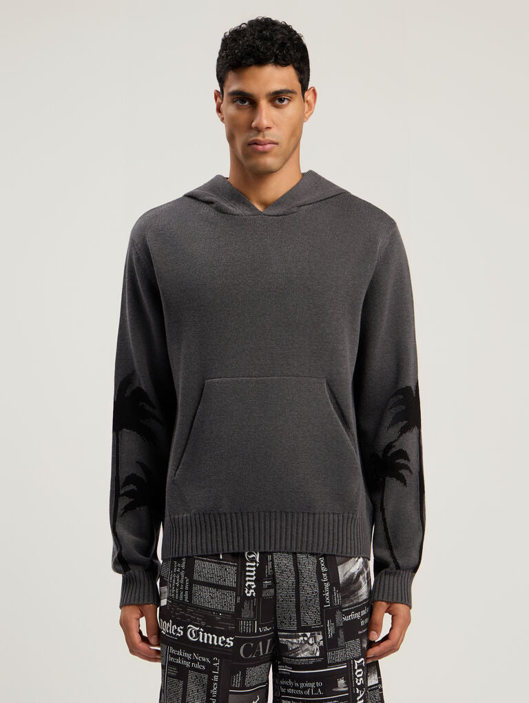 Palm Angels - Back Palms Knit Hoodie - Grigio