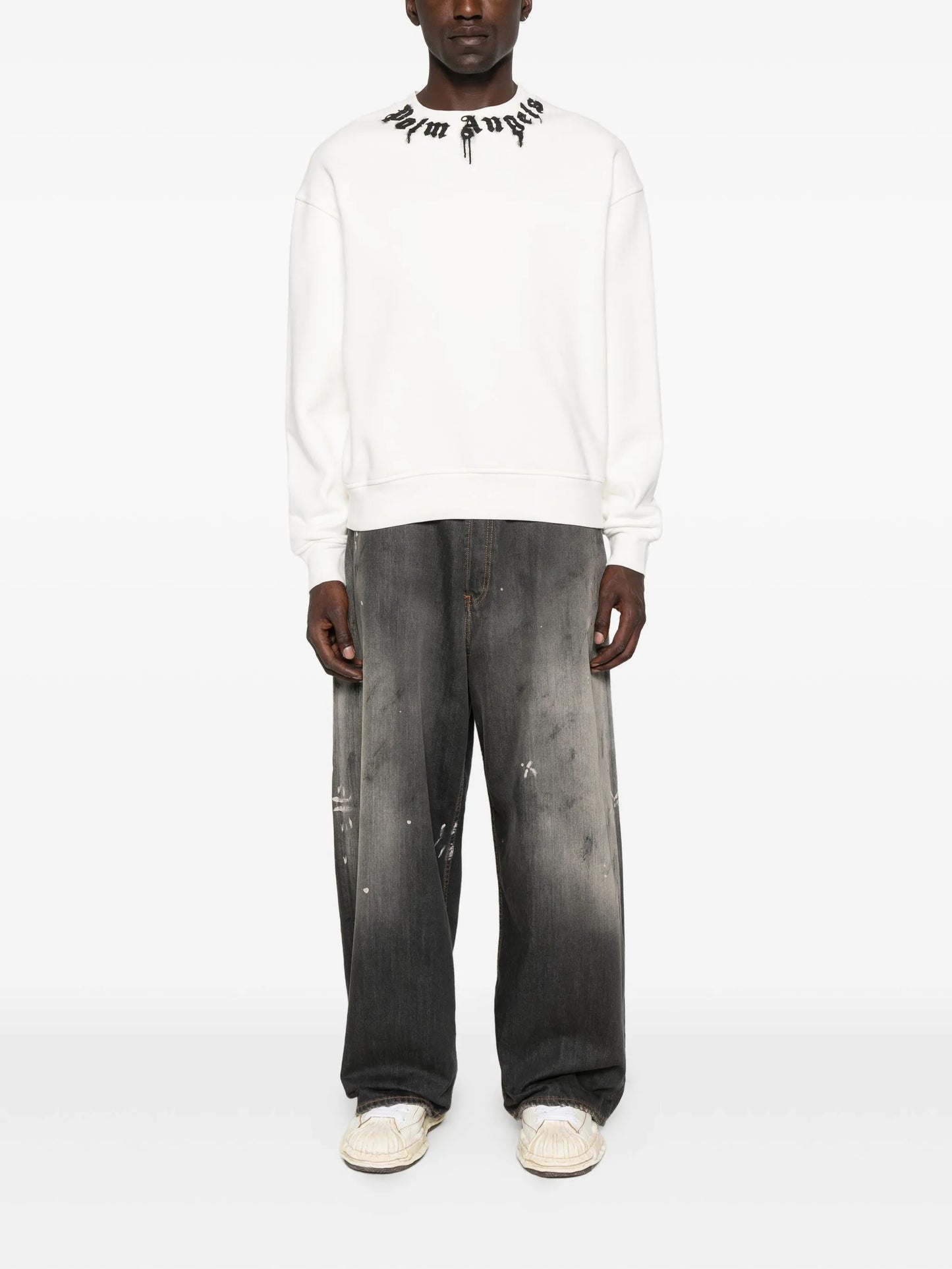 Palm Angels - Neck Logo Reg Crew - Bianco