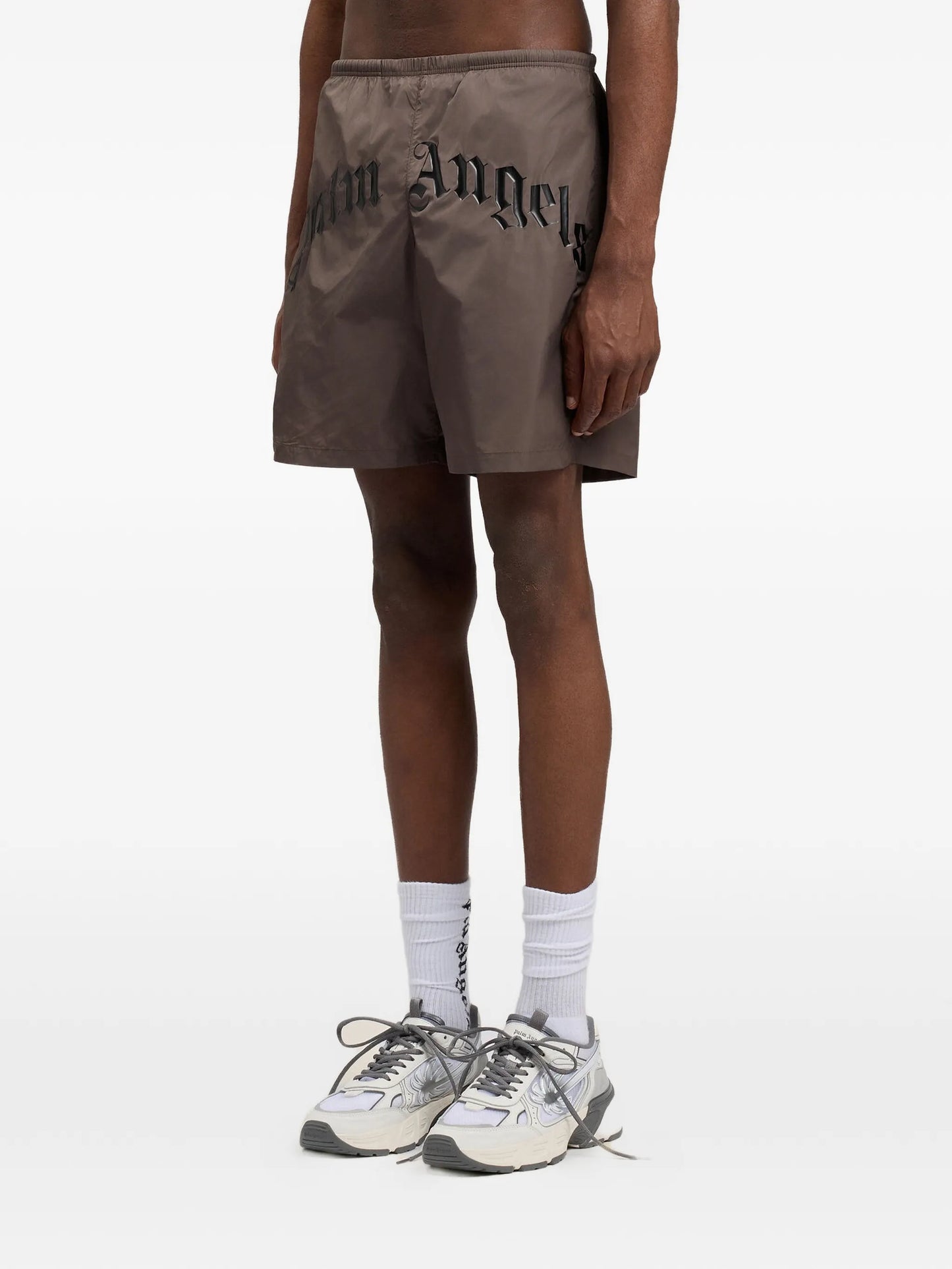 Palm Angels - Curved Logo Swimshort - Marrone