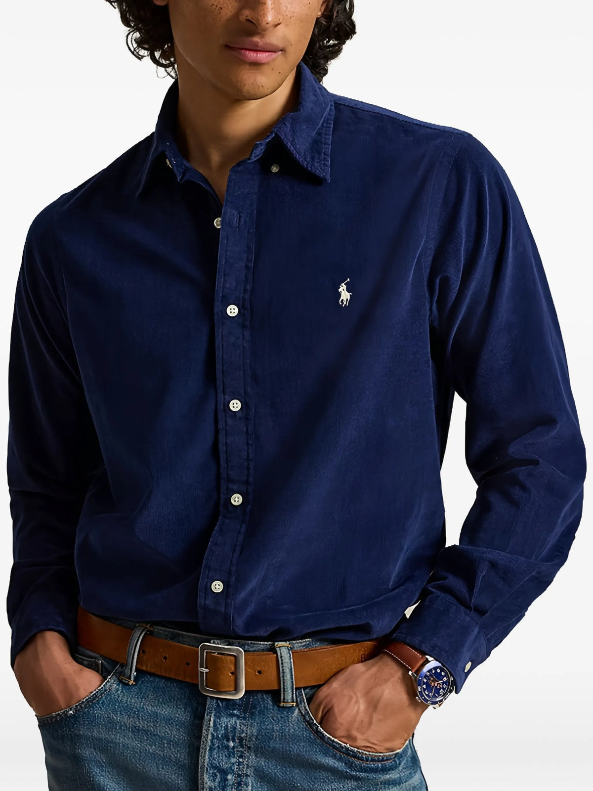 Camicia In Velluto A Coste - Blu
