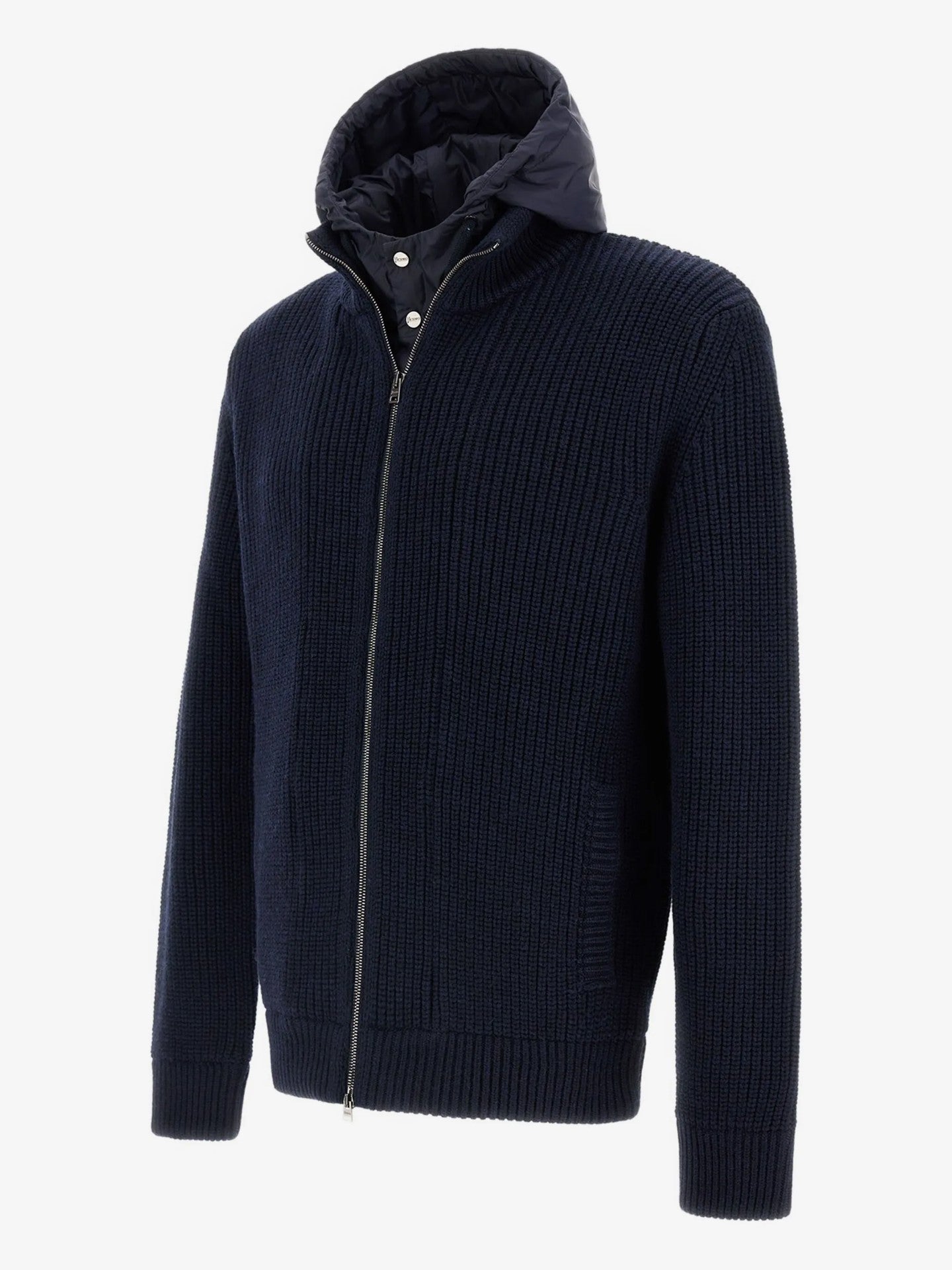 GIACCA IN RIBBED MERINO WOOL G.5 E NYLON CHAMONIX - BLU