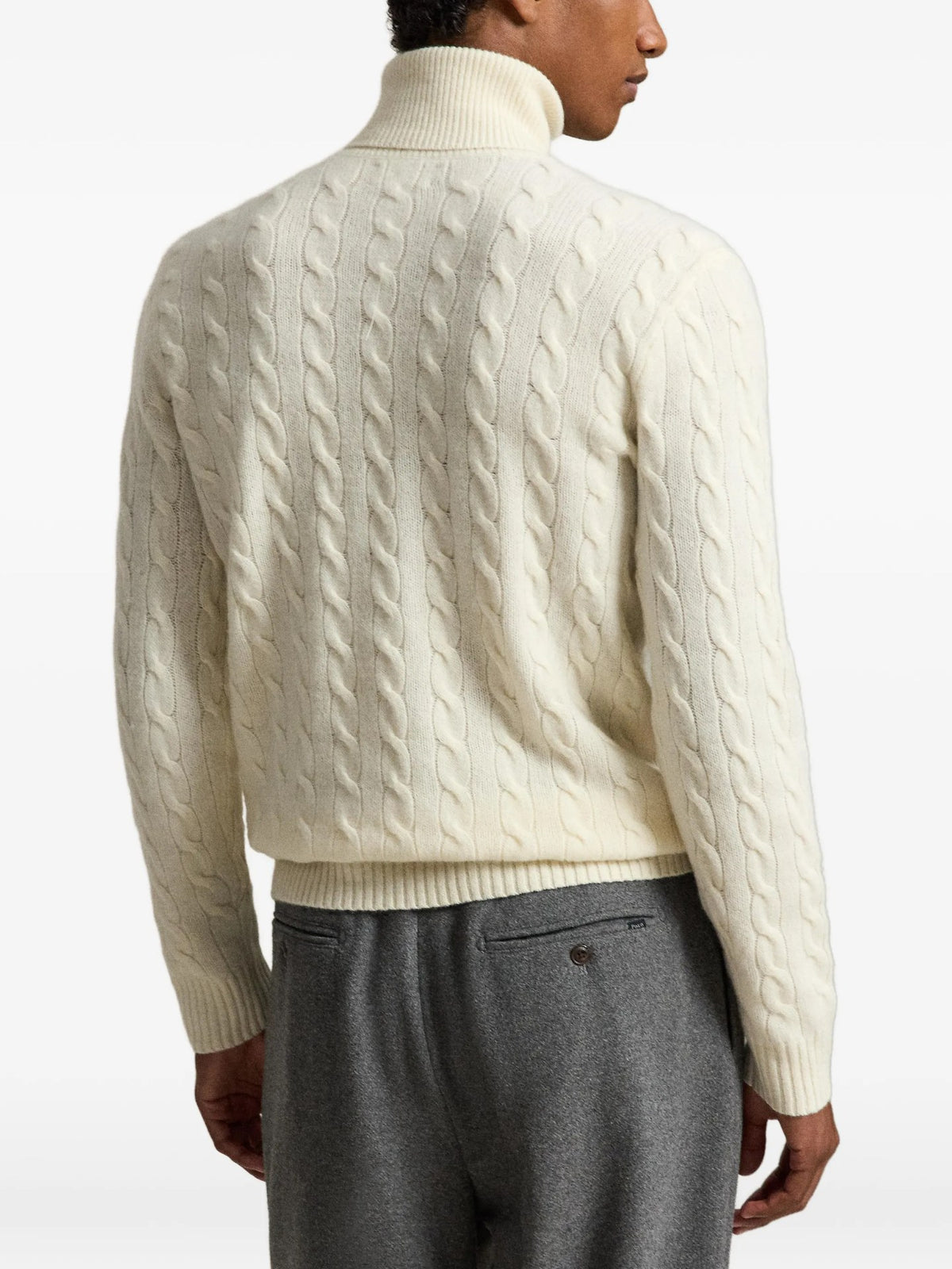 Maglione Trecce A Collo Alto - Panna