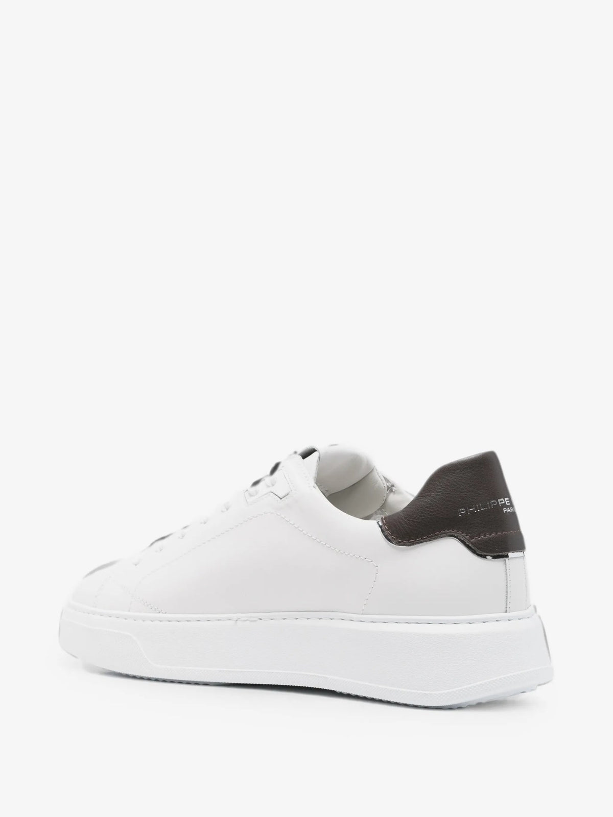Sneakers Temple In Pelle Con Logo - Bianco/Marrone
