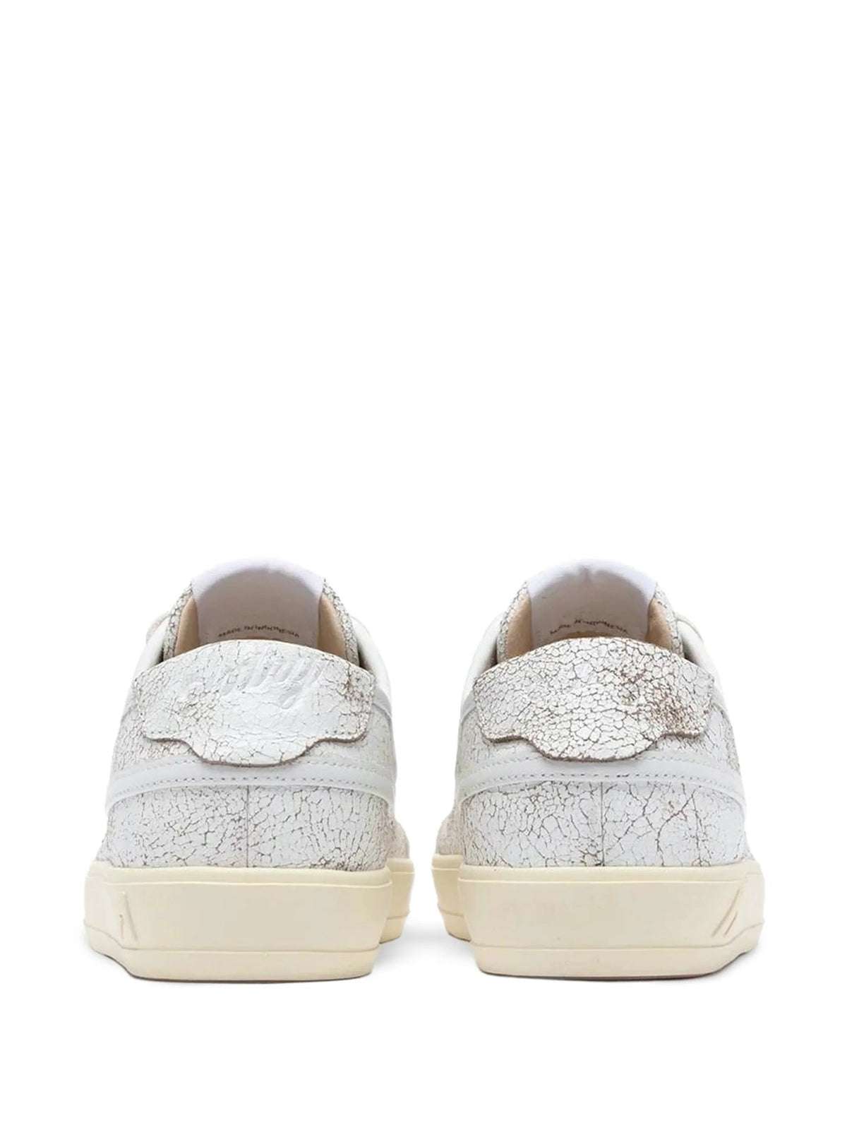 Sneakers In Pelle Con Effetto Craquelé - Bianco