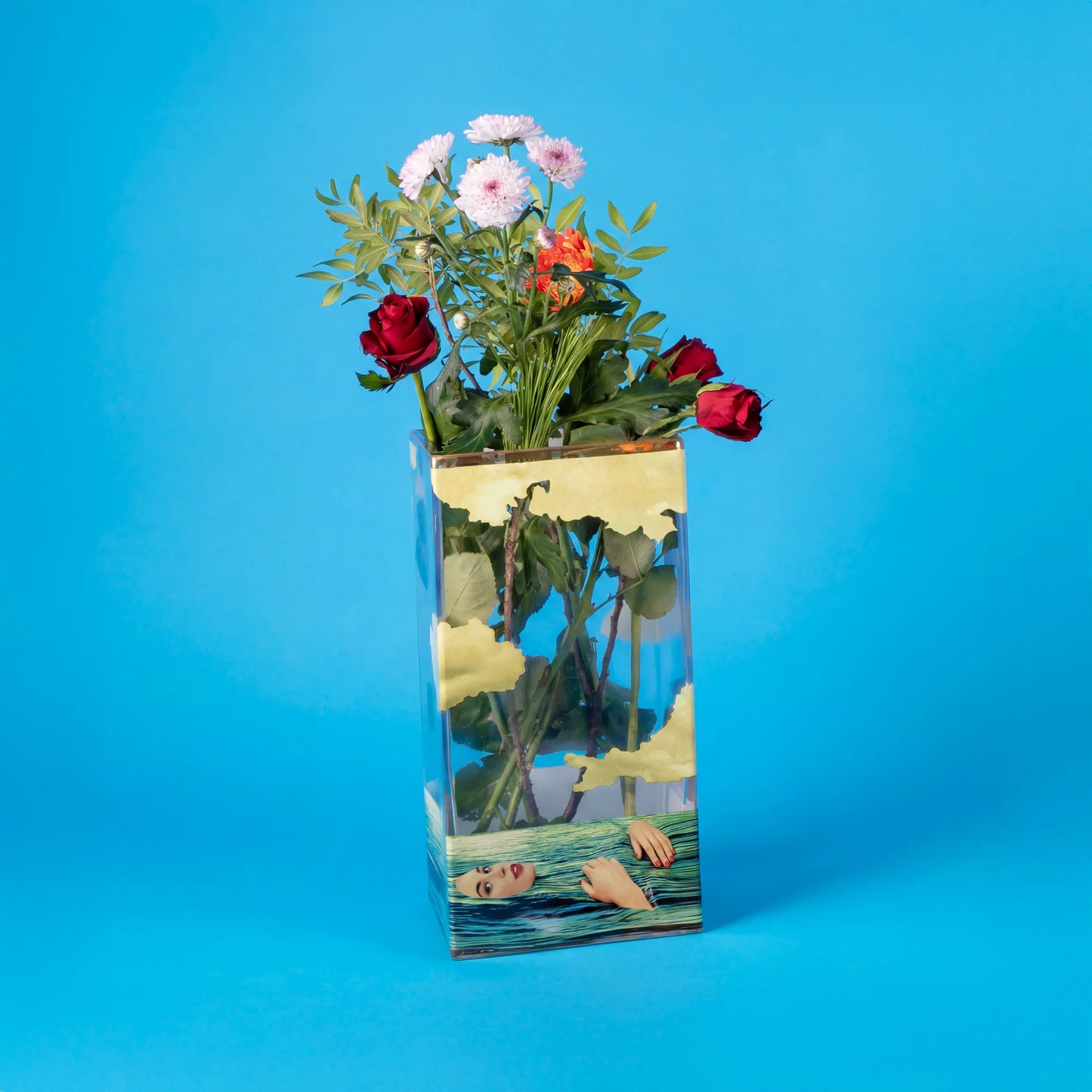 Seletti - Vaso In Vetro "Toiletpaper" Cm. 15x15 H.30 - Sea Girl - Multicolor