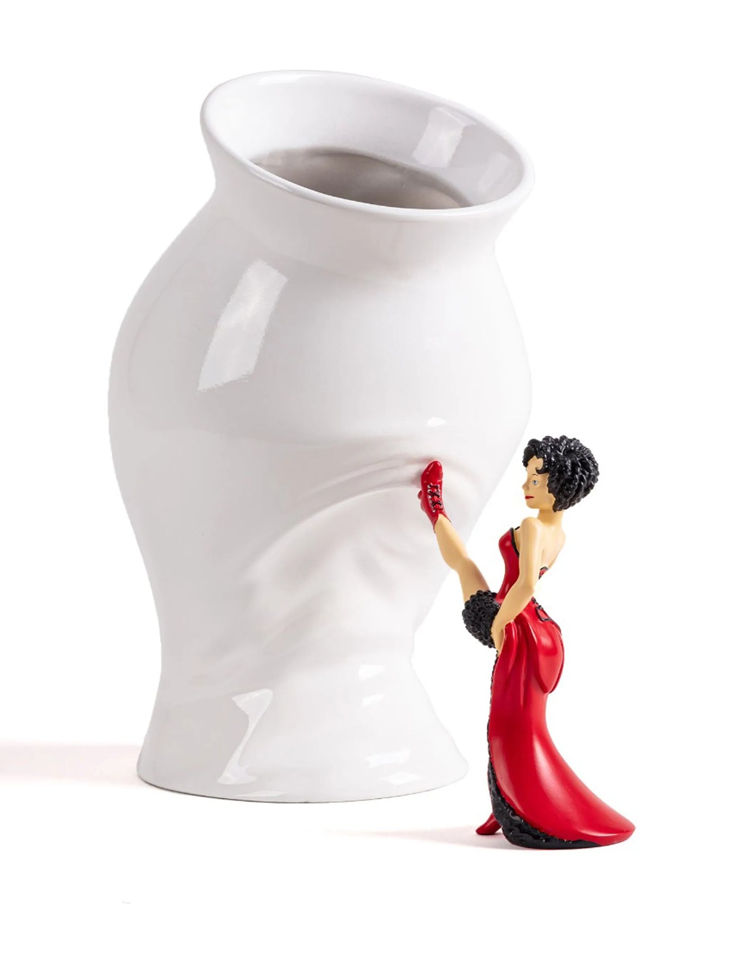 Seletti - Vaso Con Statuetta In Resina "Circus Lucy" - Cm 28x17,5x28,50 - Bianco