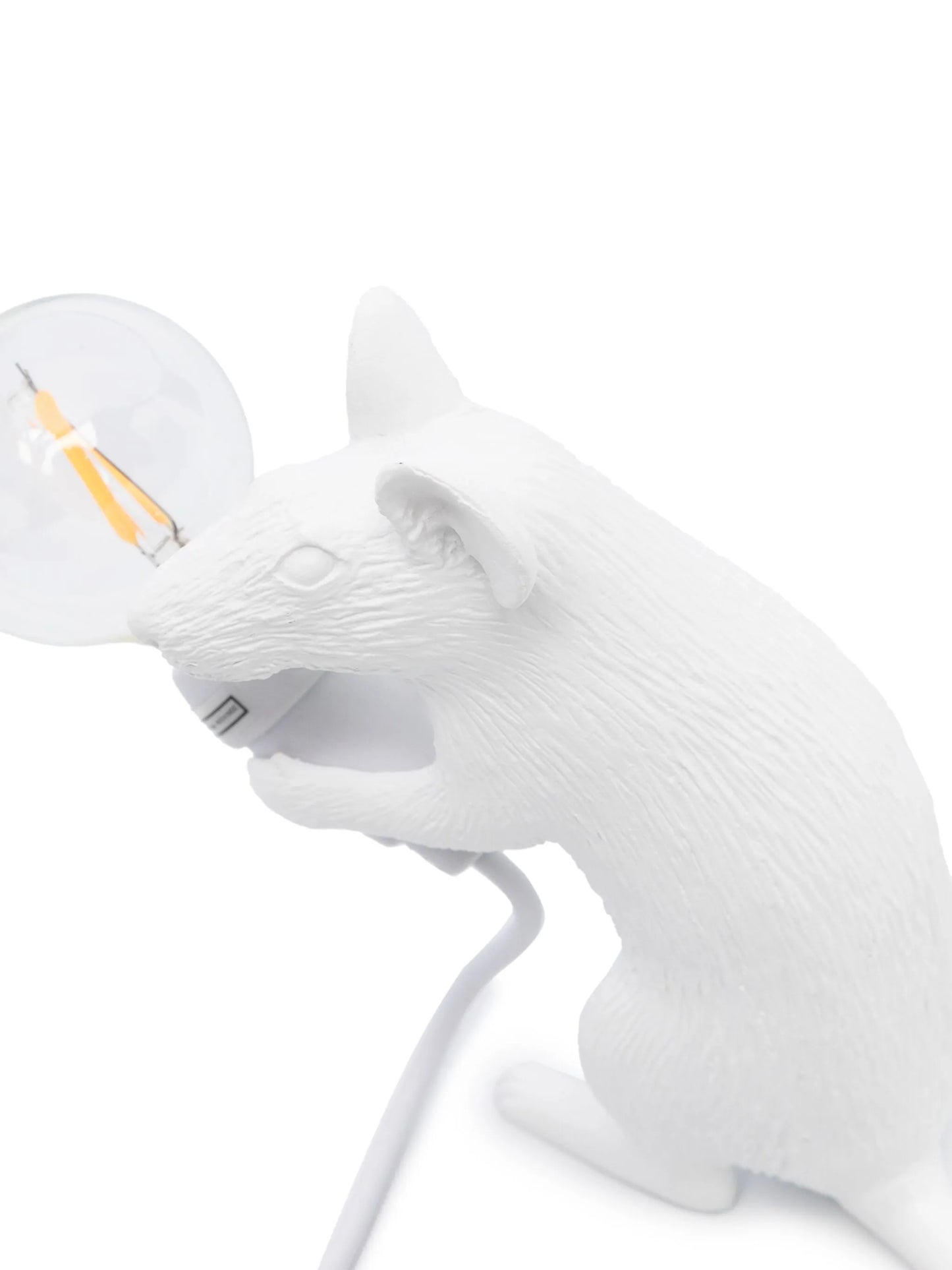Seletti - Lampada In Resina "Mouse Lamp-Mac" Cm.5x15 H.12,5 - Seduto Usb - Bianco