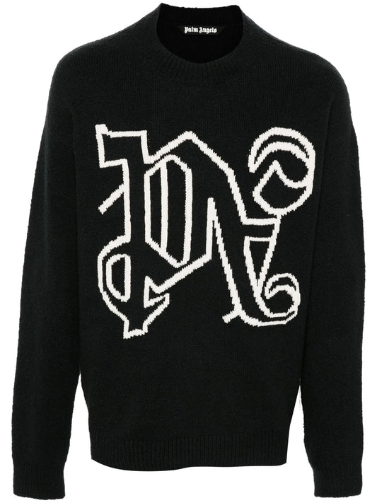 Palm Angels - Pa Monogram Sweater - Nero