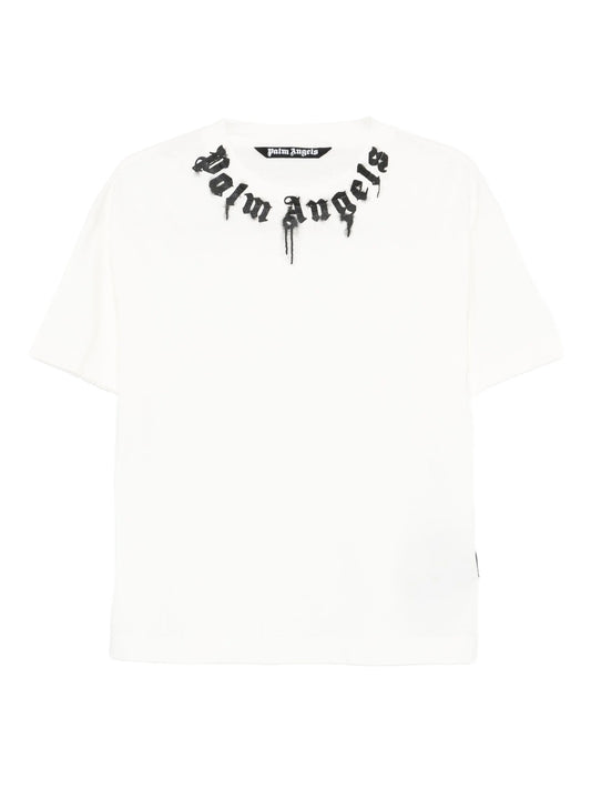 Palm Angels - Neck Logo Reg Tee - Bianco