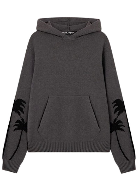 Palm Angels - Back Palms Knit Hoodie - Grigio