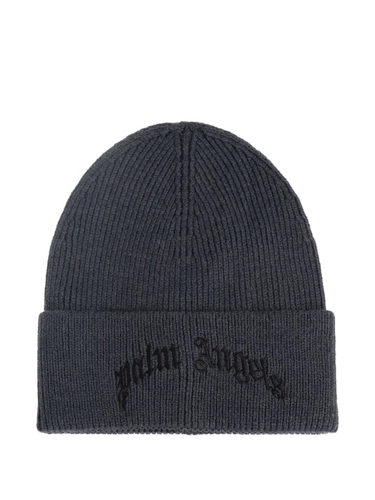 Palm Angels - Curved Logo Beanie - Grigio