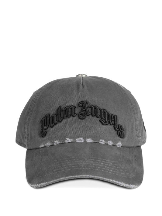 Palm Angels - Curved Logo Distressed Cap - Antracite