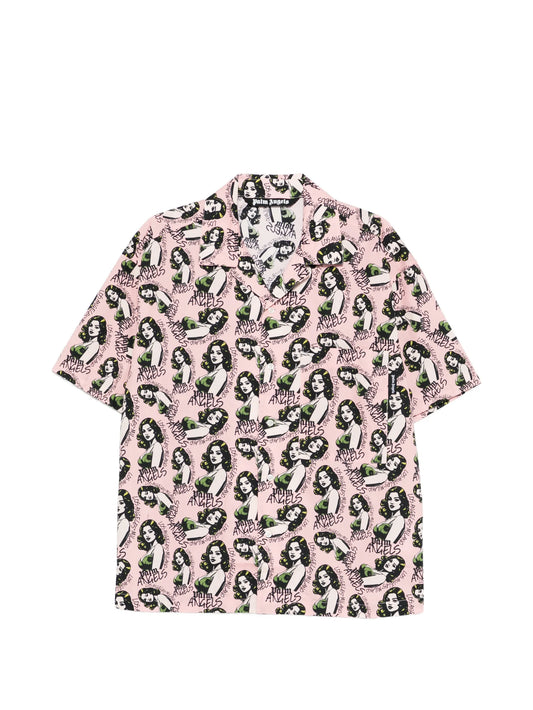Palm Angels - Pinup Allover Loose Bowling Shirt - Rosa