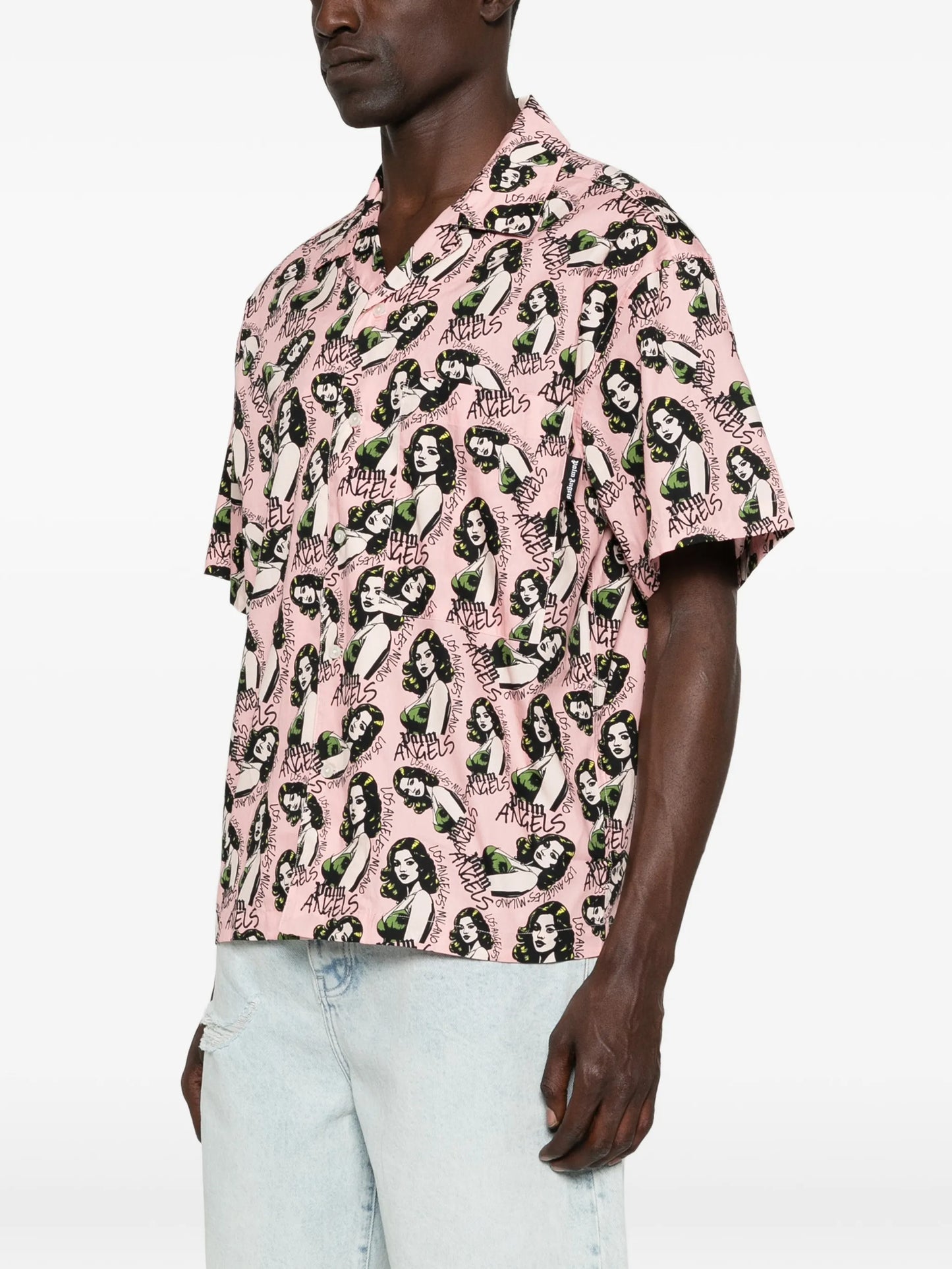 Palm Angels - Pinup Allover Loose Bowling Shirt - Rosa