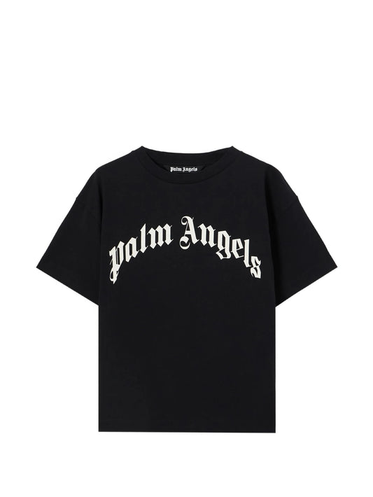 Palm Angels - Curved Logo Regular Tee - Nero