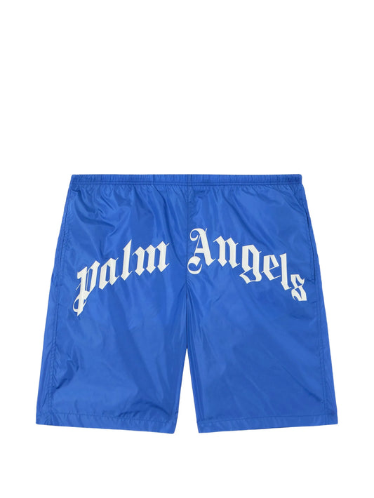 Palm Angels - Curved Logo Swimshort - Bluette