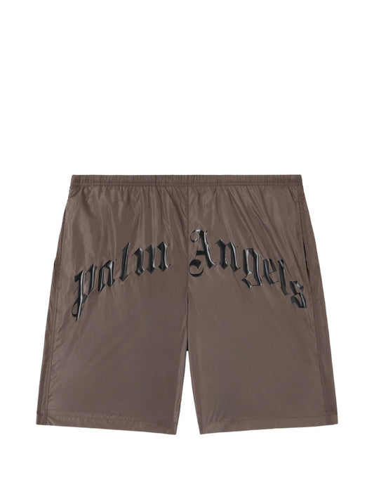 Palm Angels - Curved Logo Swimshort - Marrone