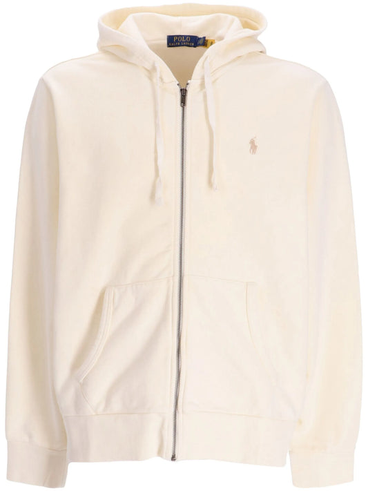 Ralph Lauren - Felpa Zip Capp. - Bianco