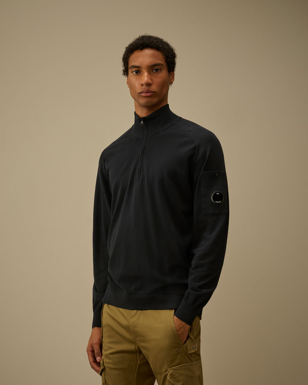 C.P. Company - Cotton Crepe Half Zip - Nero