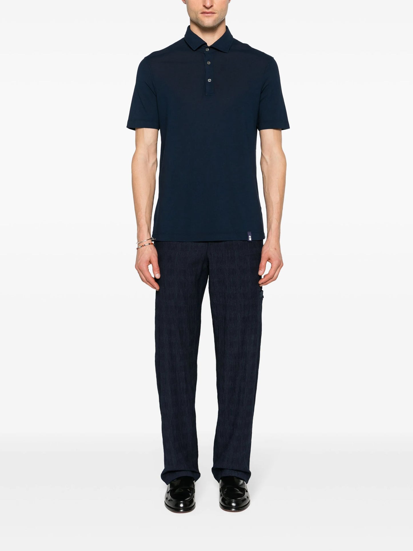 Drumohr - Polo Bottoni Crepe - Blu