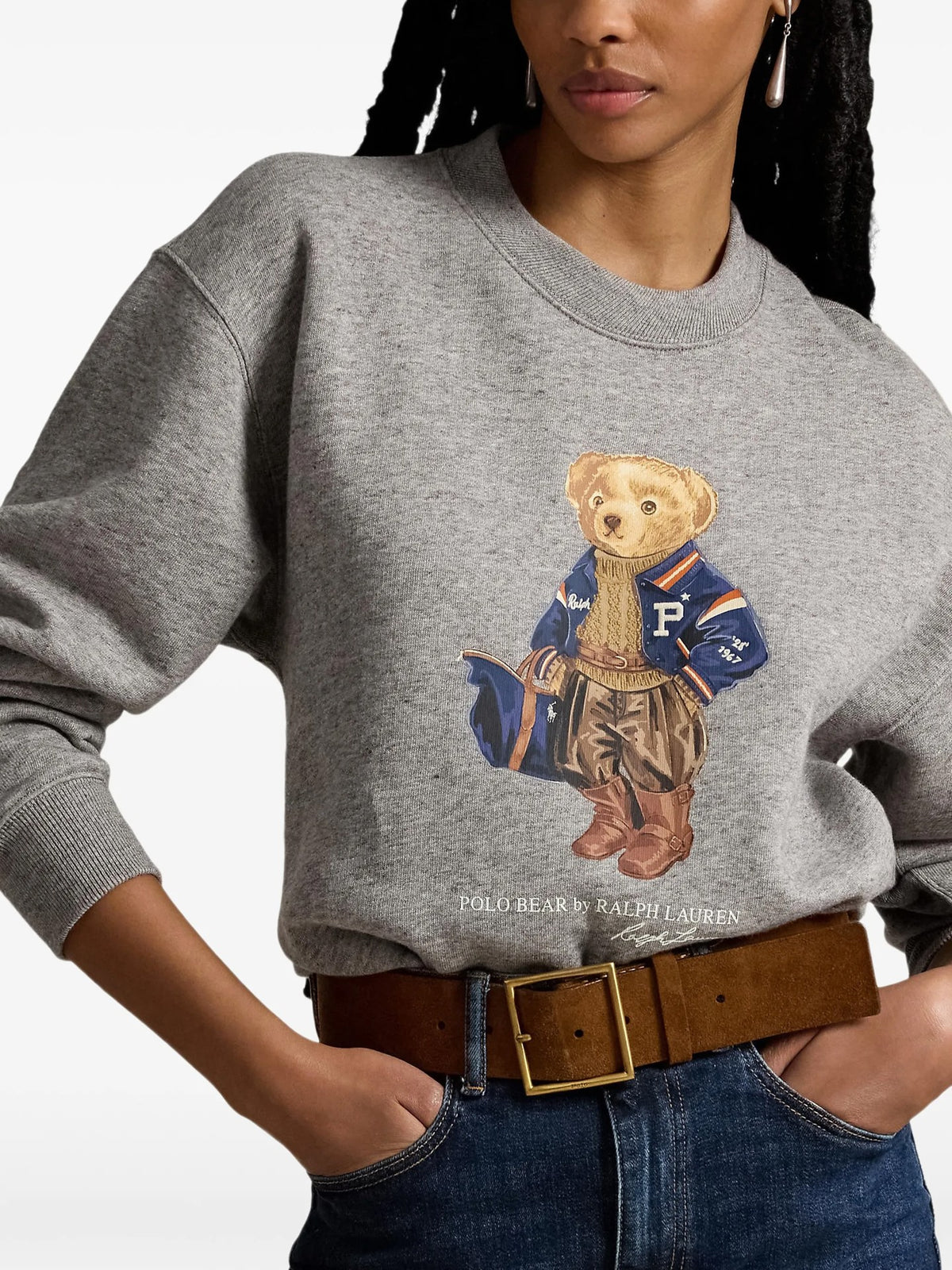 Felpa Girocollo Polo Bear In Pile - Grigio