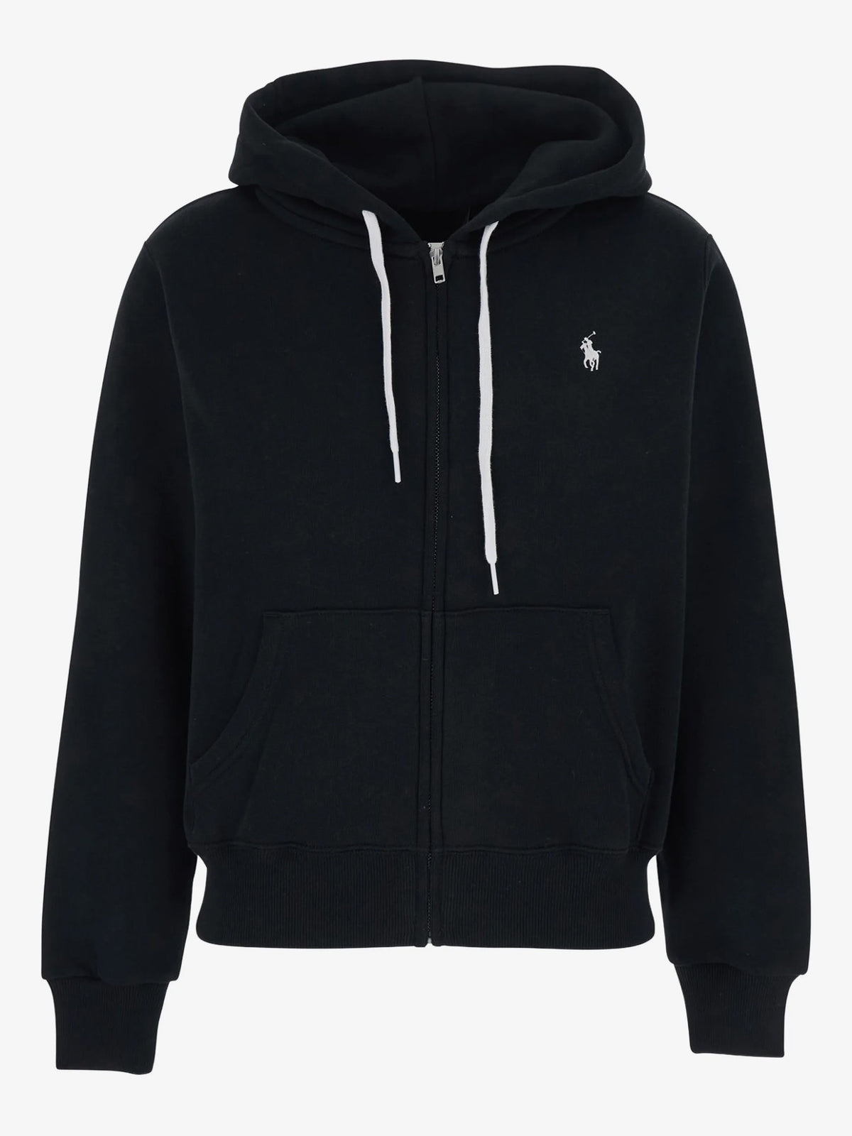 Felpa Con Cappuccio E Zip - Nero