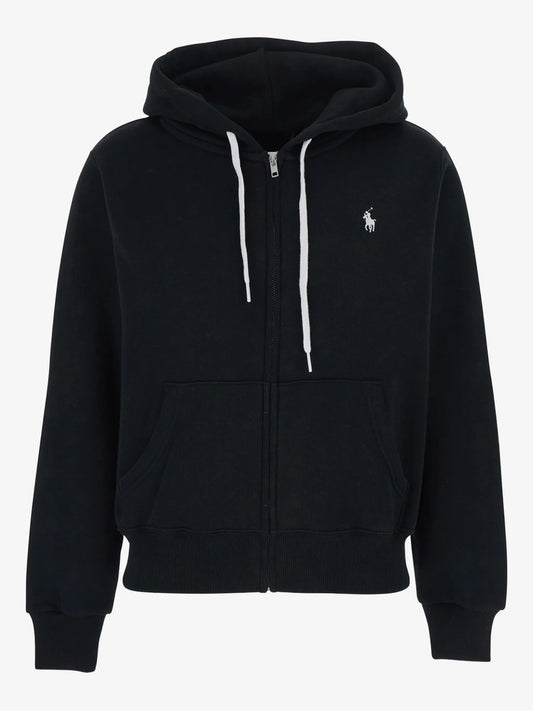 Felpa Con Cappuccio E Zip - Nero