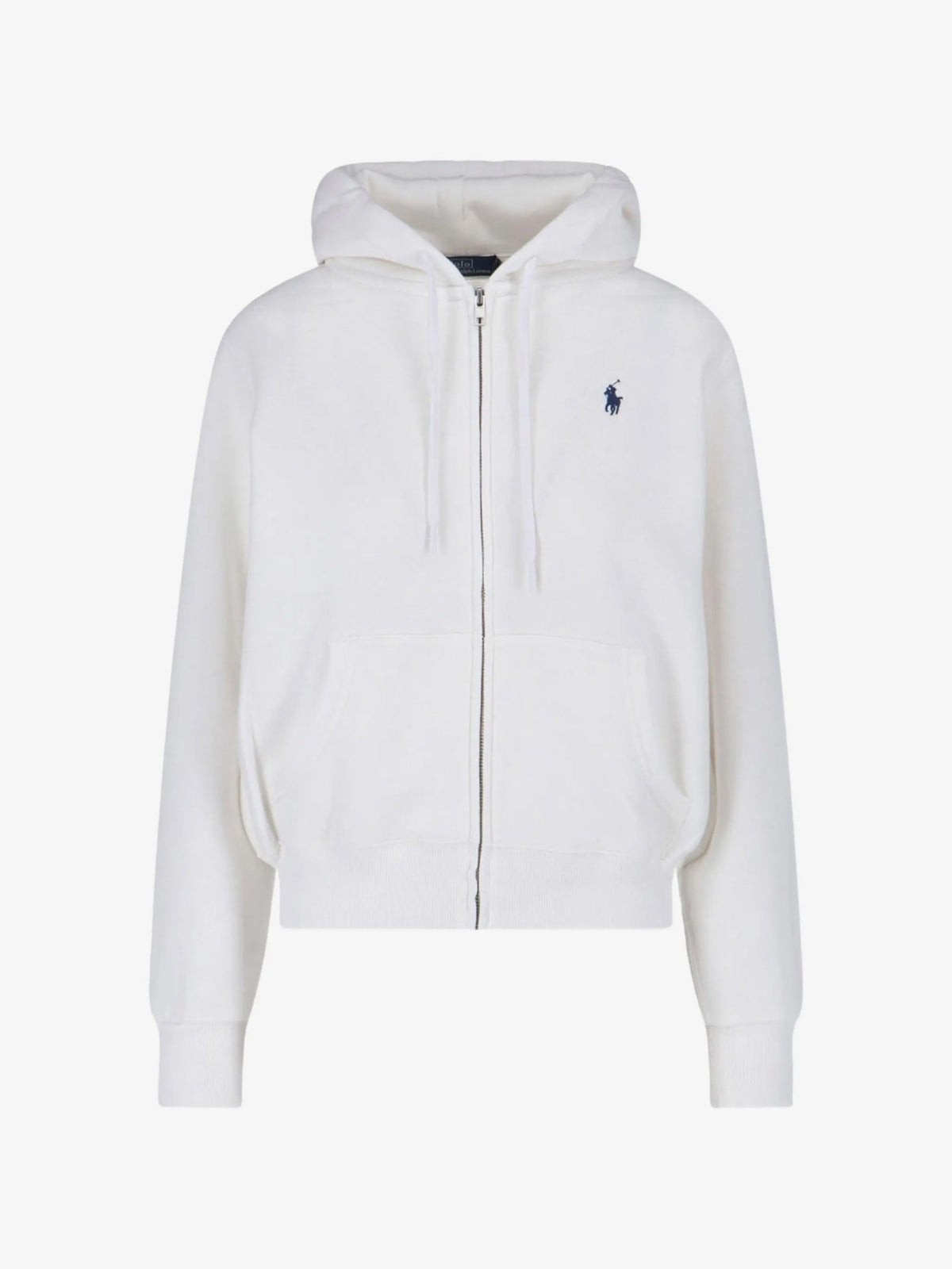 Felpa Con Cappuccio E Zip - Bianco
