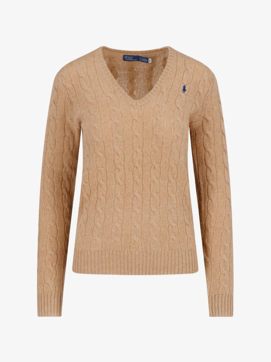 Maglione Con Scollo A V - Cammello