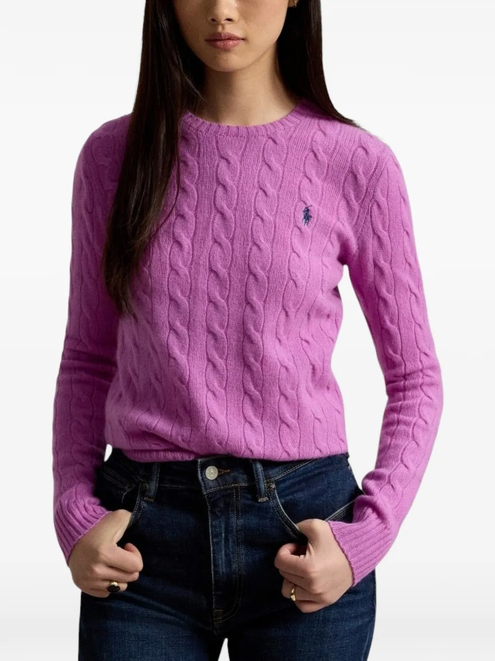 Maglione Trecce Girocollo - Rosa