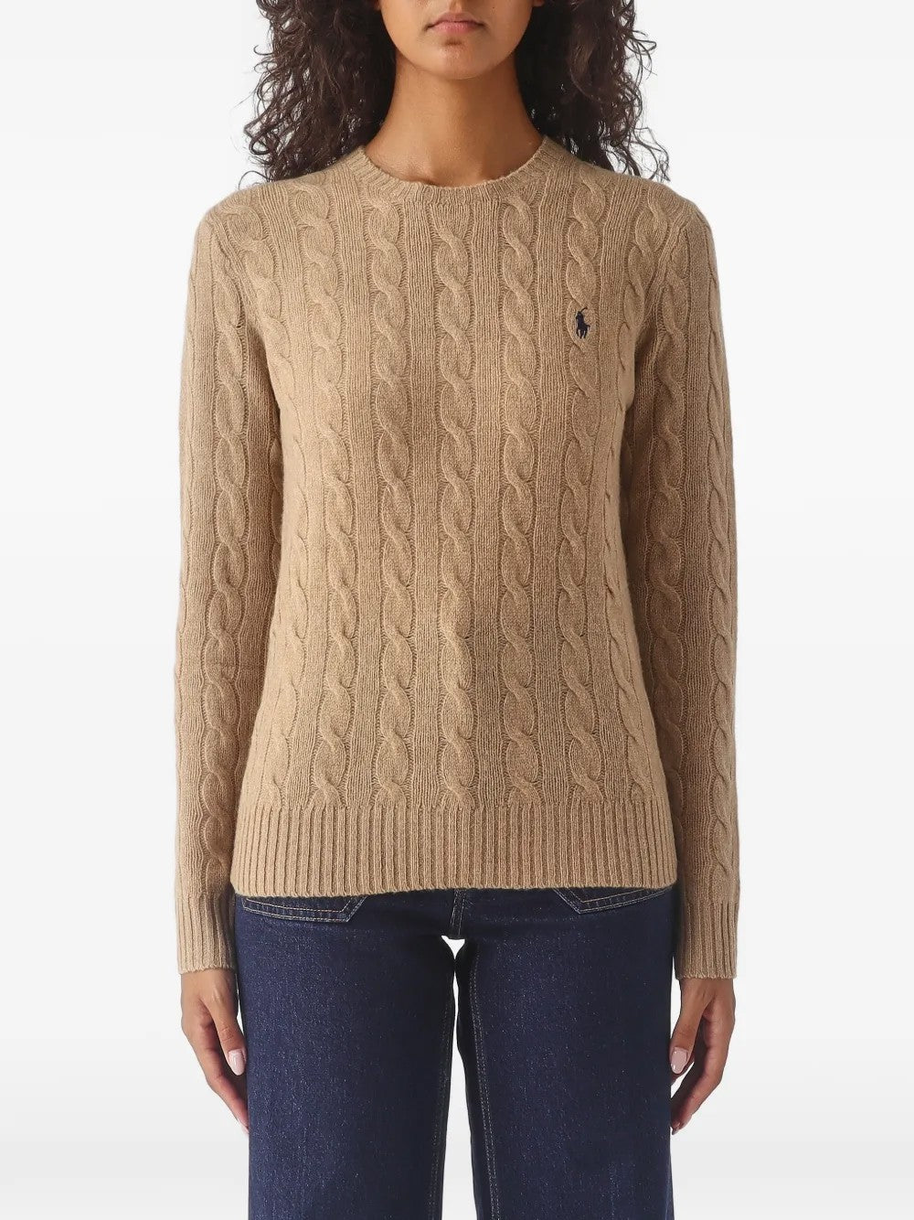 Maglione Trecce Girocollo - Cammello