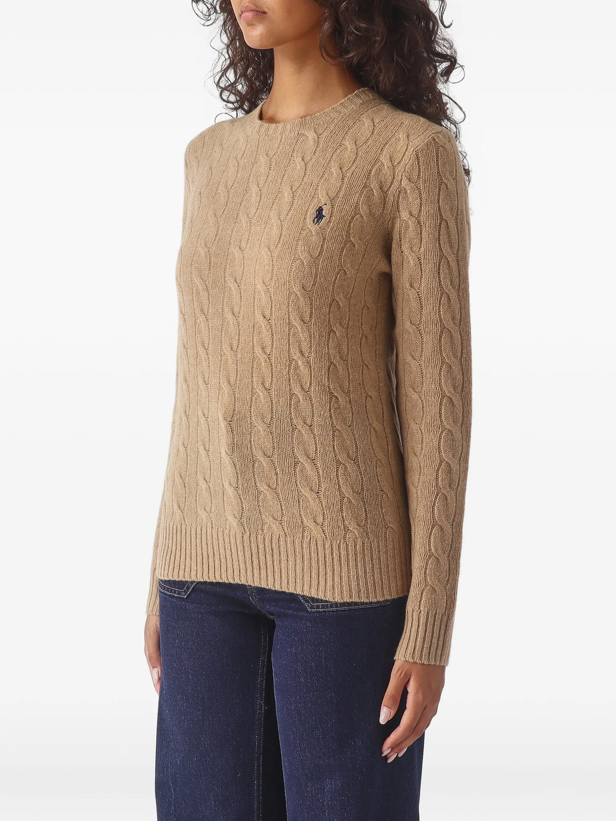 Maglione Trecce Girocollo - Cammello