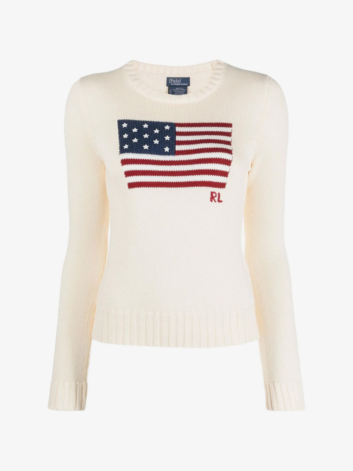 Maglione Girocollo Con Intarsi A Bandiera - Crema