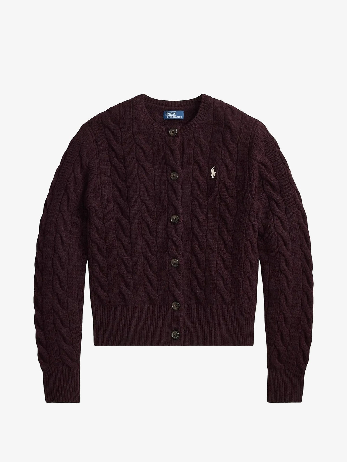 Cardigan A Trecce Con Logo Ricamato - Viola