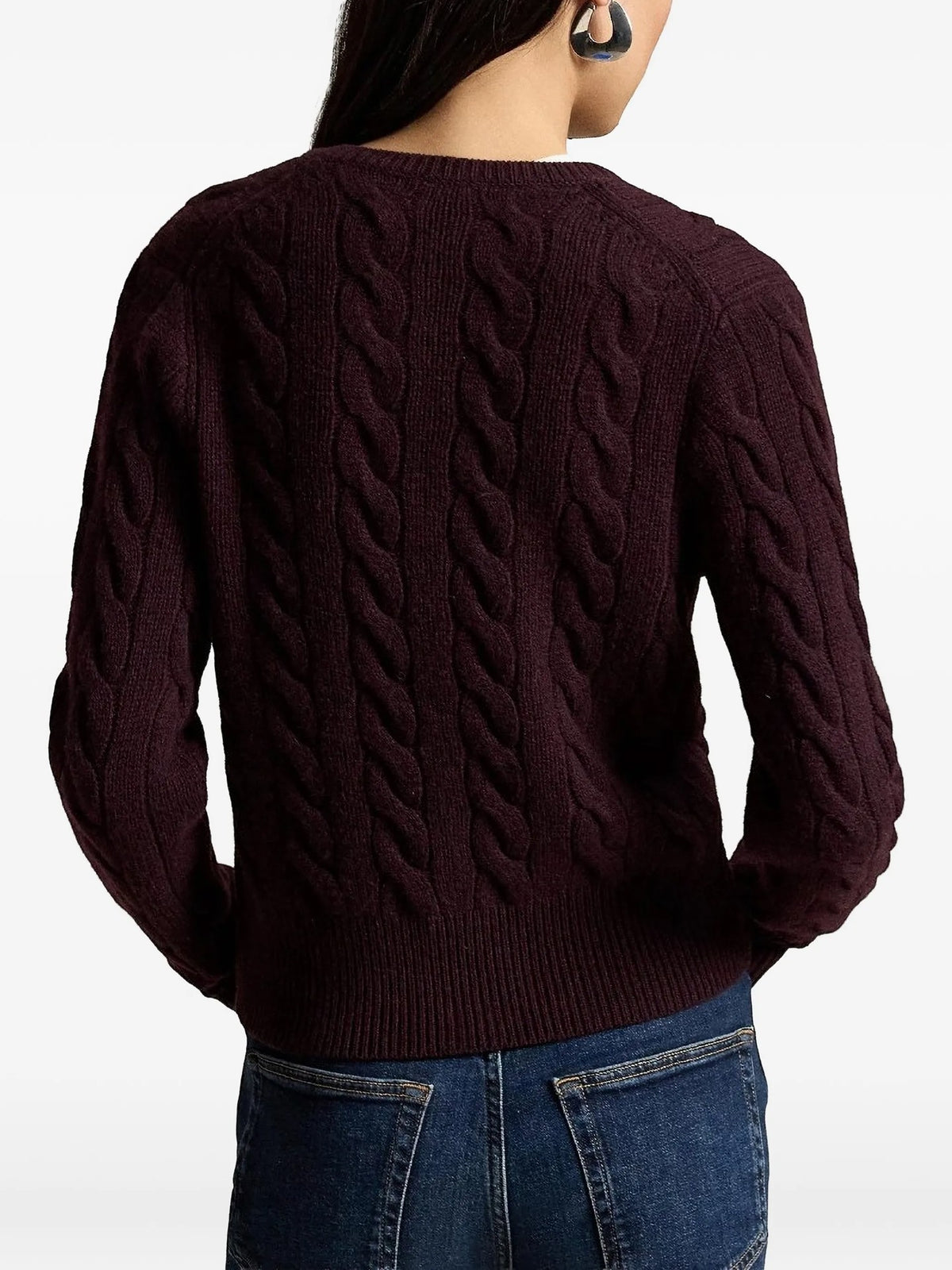 Cardigan A Trecce Con Logo Ricamato - Viola