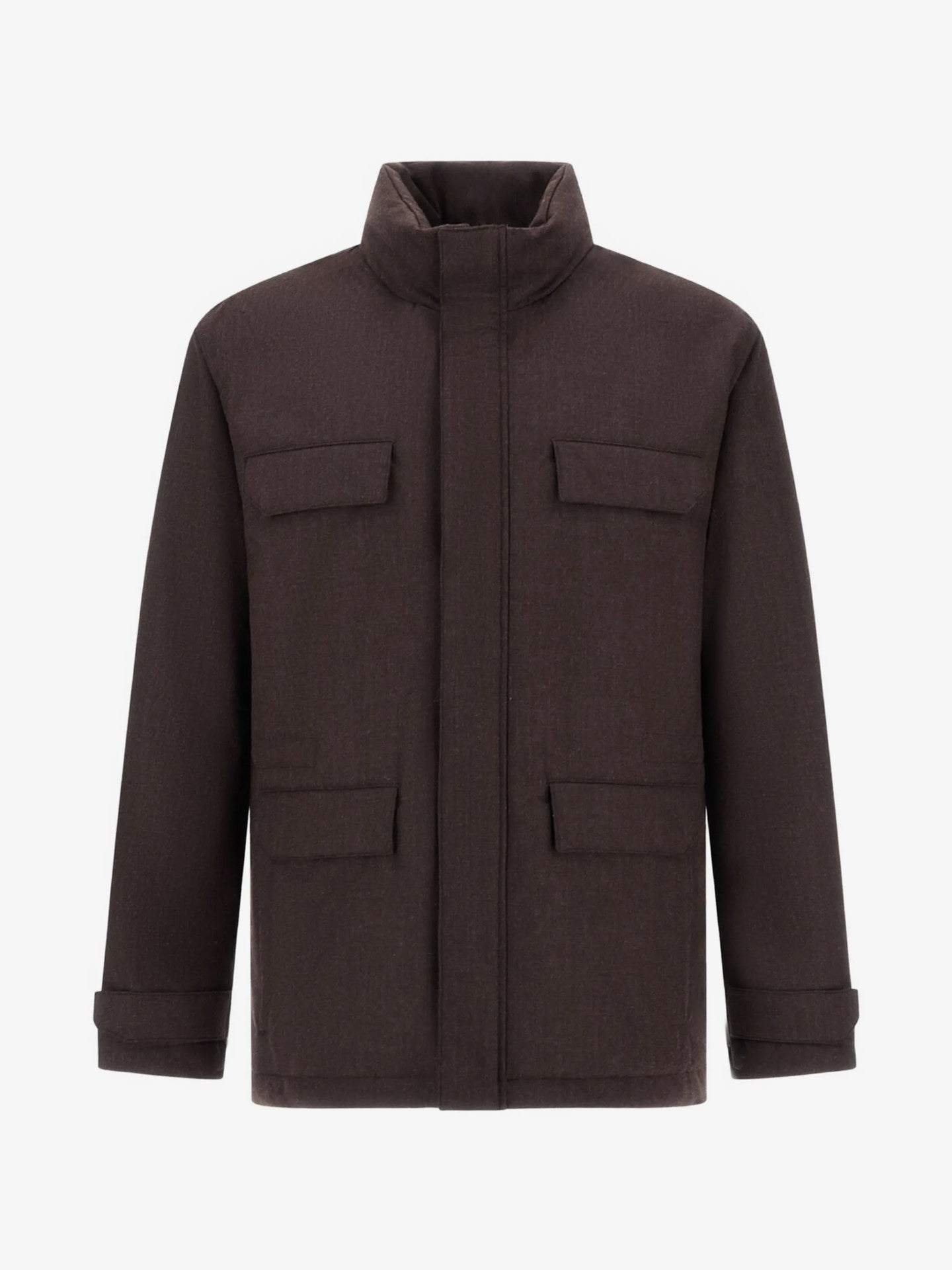 FIELD JACKET IN FLANELLA CON MEMBRANA IMPERMEABILE - MORO