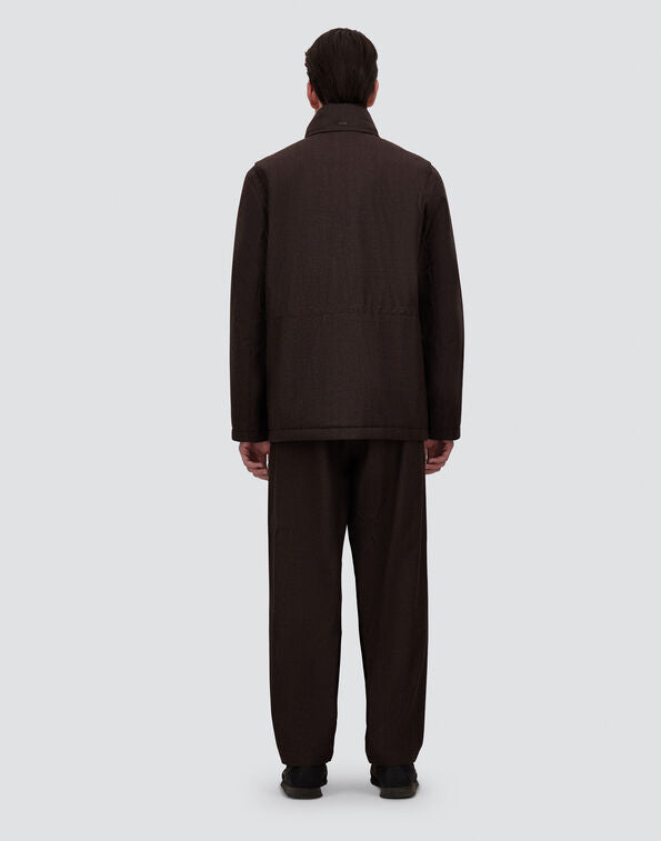 FIELD JACKET IN FLANELLA CON MEMBRANA IMPERMEABILE - MORO