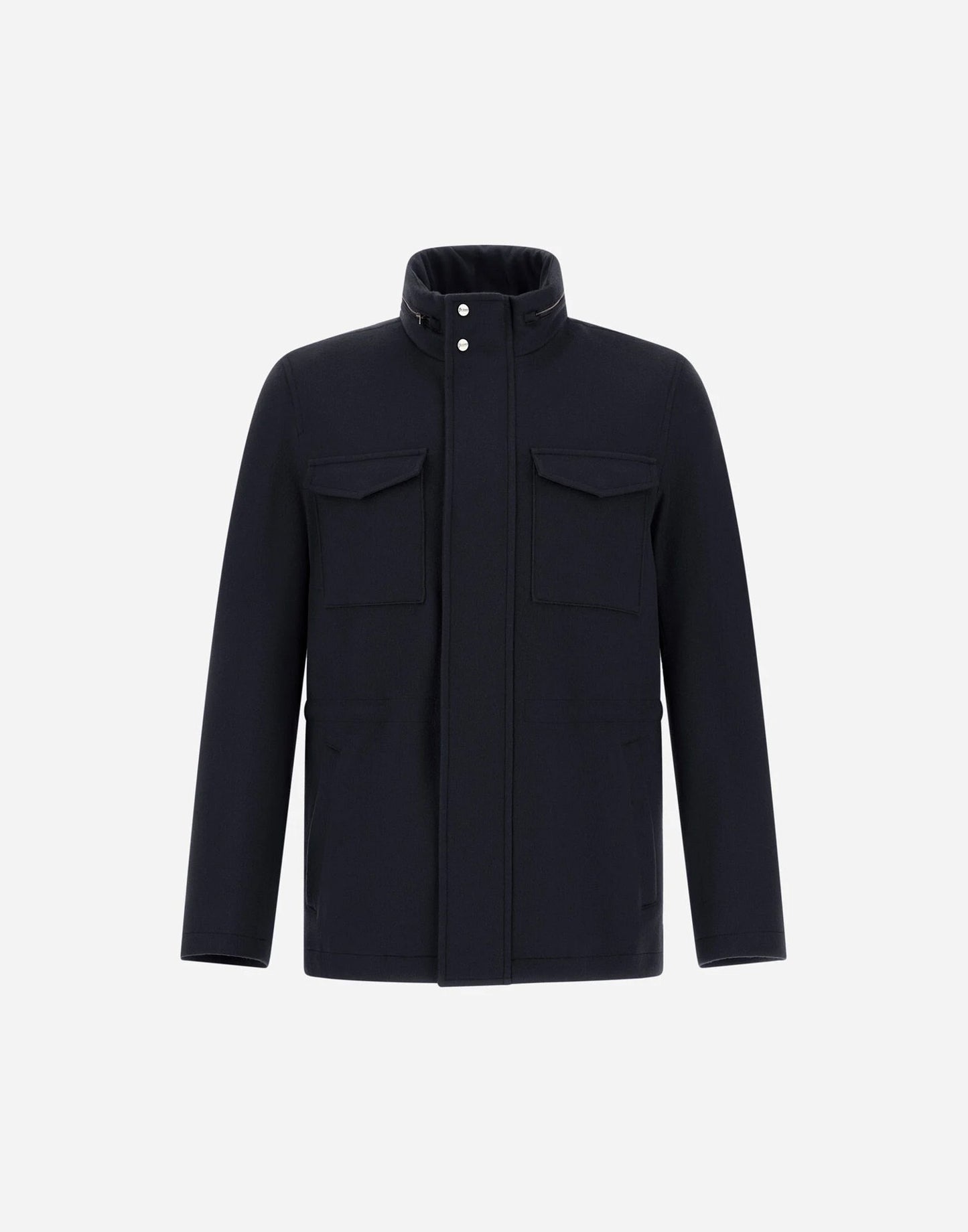 FIELD JACKET IN CASHMERE, LANA E SUEDE EFFECT - BLU