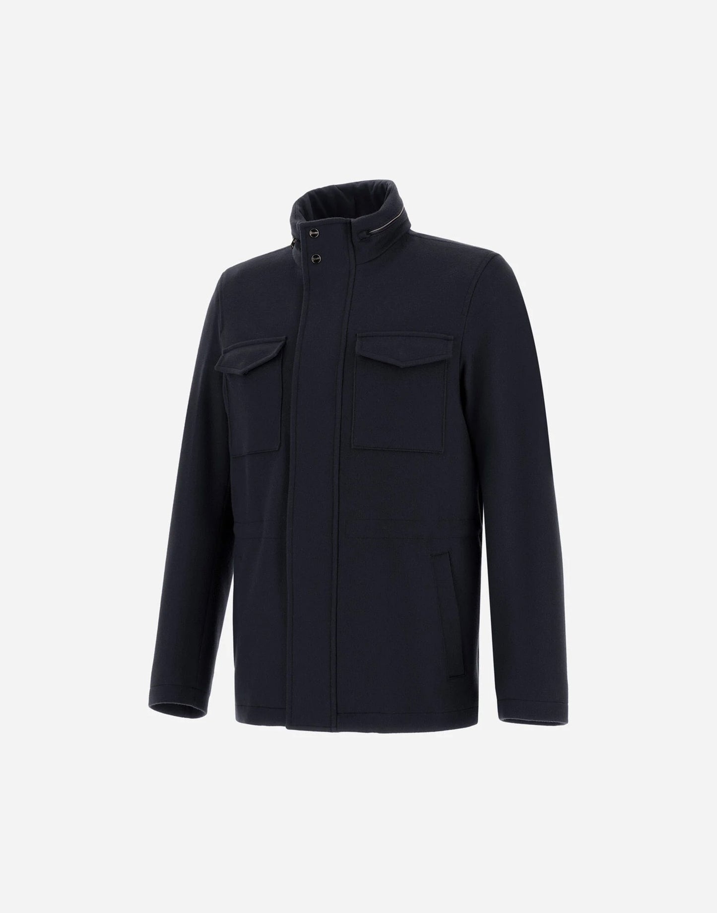 FIELD JACKET IN CASHMERE, LANA E SUEDE EFFECT - BLU