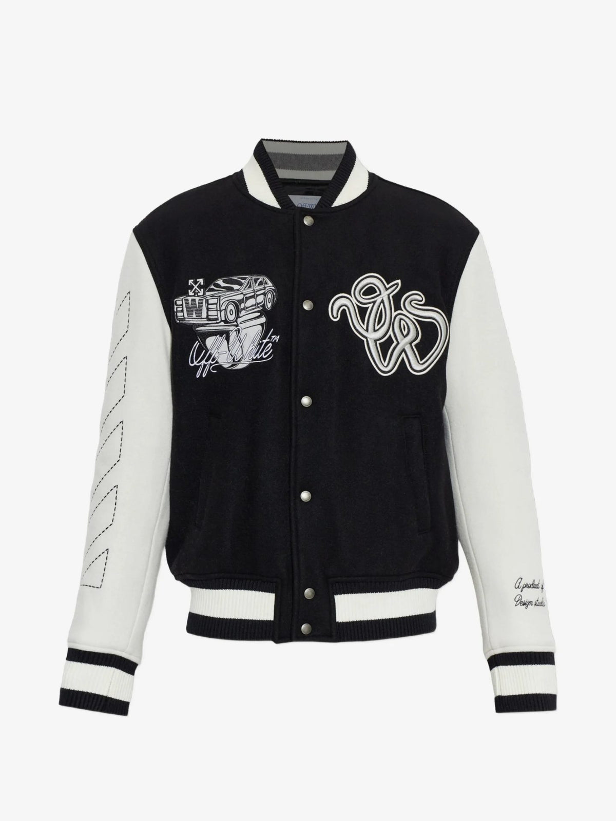 Cat Off Wool Regular Collage Varsity Jkt - Nero