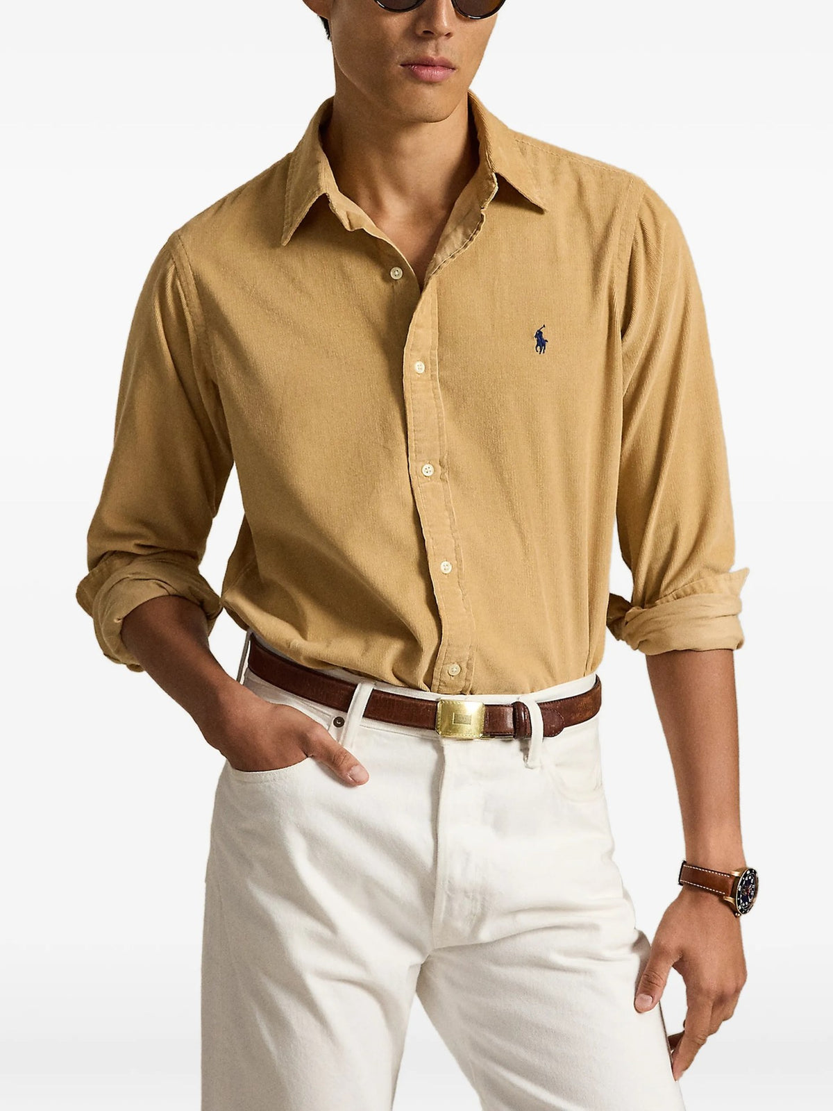 Camicia In Velluto A Coste - Beige