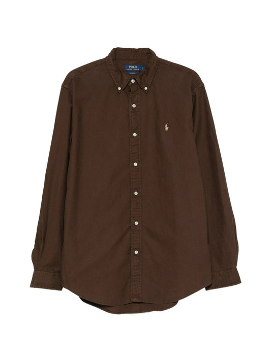 Camicia Con Ricamo - Marrone