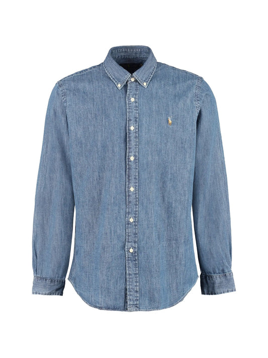 Camicia Denim Custom Fit - Azzurro