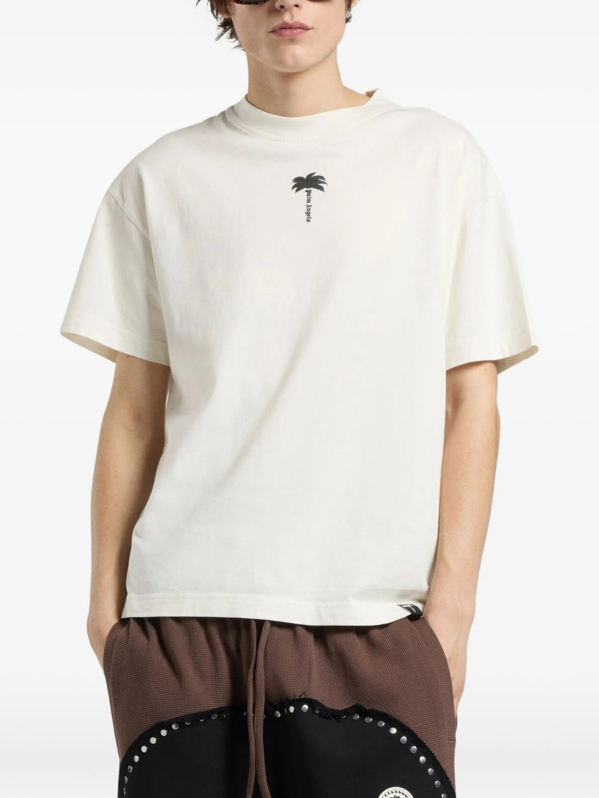 T-Shirt Regolare Con Stampa Palma - Bianco