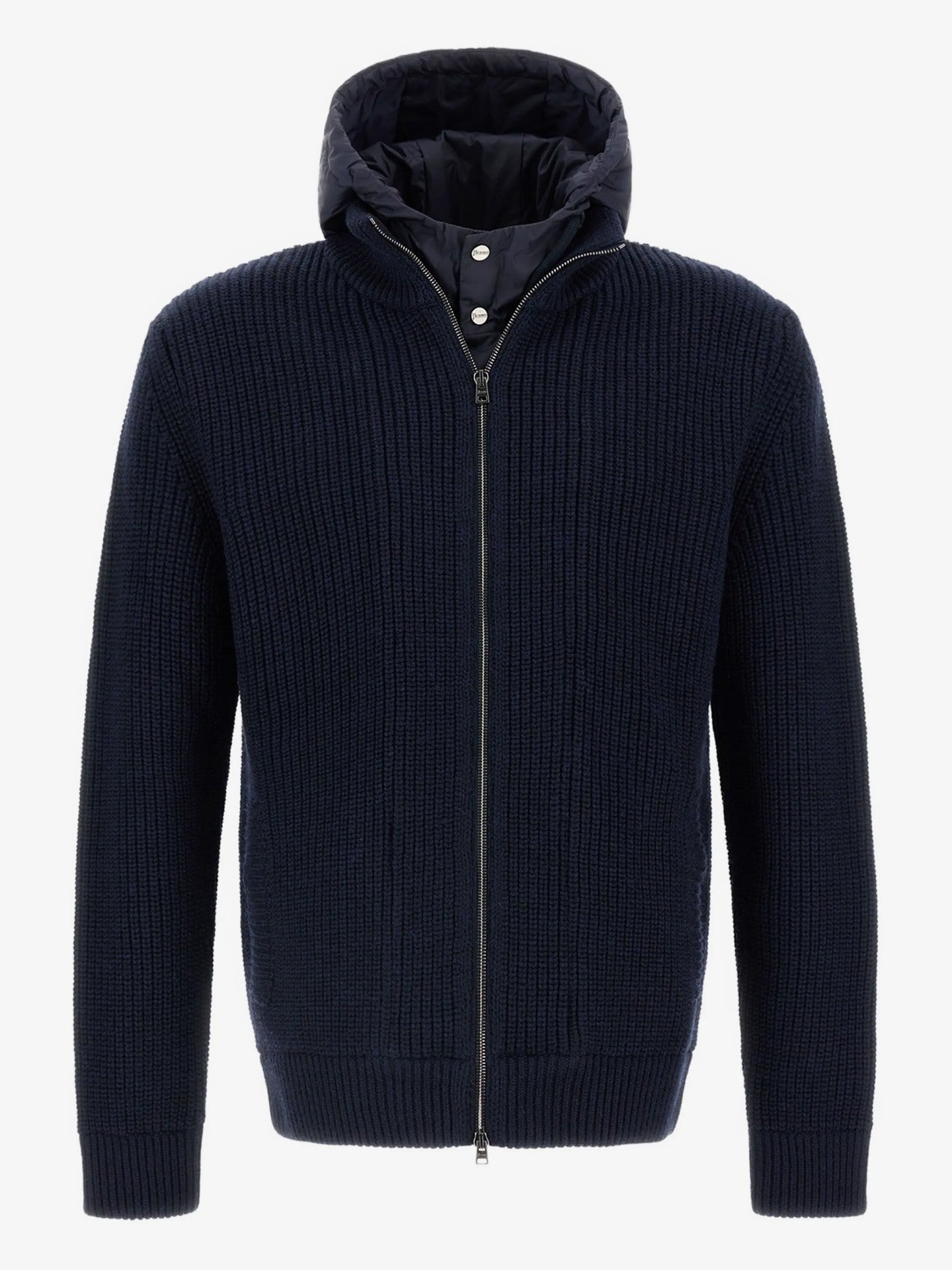 GIACCA IN RIBBED MERINO WOOL G.5 E NYLON CHAMONIX - BLU