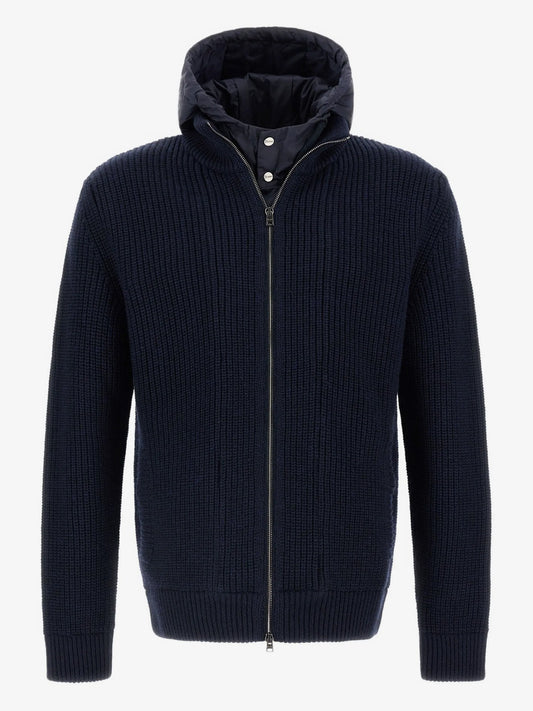 GIACCA IN RIBBED MERINO WOOL G.5 E NYLON CHAMONIX - BLU
