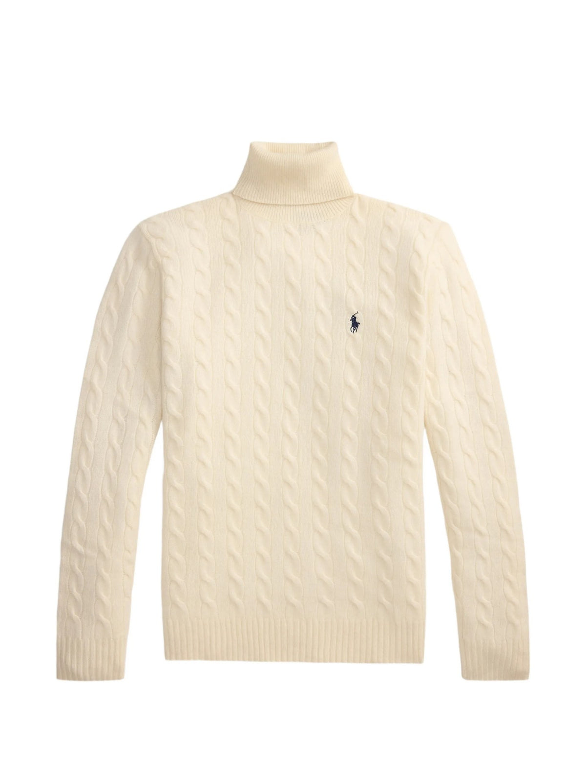 Maglione Trecce A Collo Alto - Panna