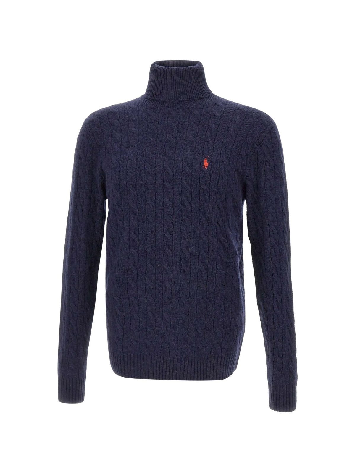 Maglione Trecce A Collo Alto - Blu